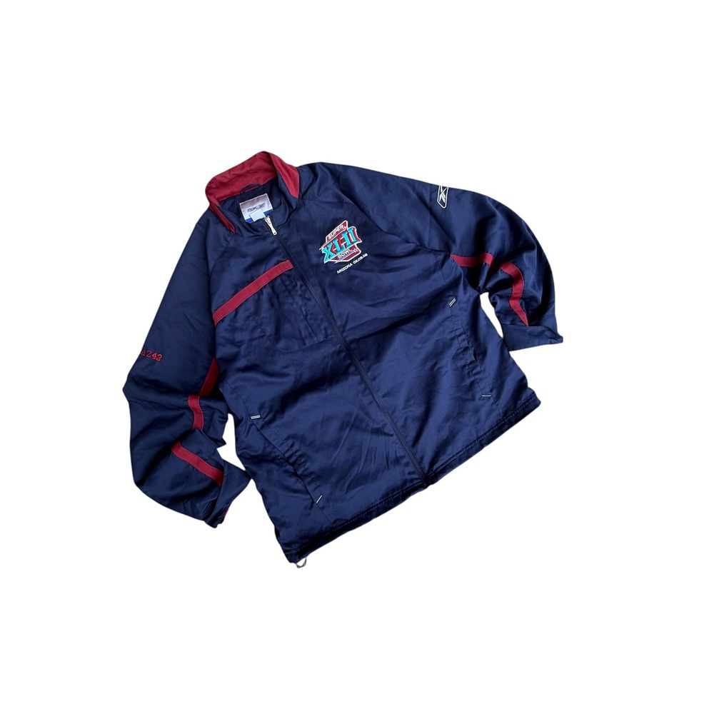 Reebok Super Bowl XLII Arizona 2008 Windbreaker Jacket Mens Medium Navy Blue